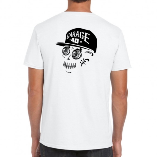 Garage40 Skull tee for gearheads and auto enthusiasts